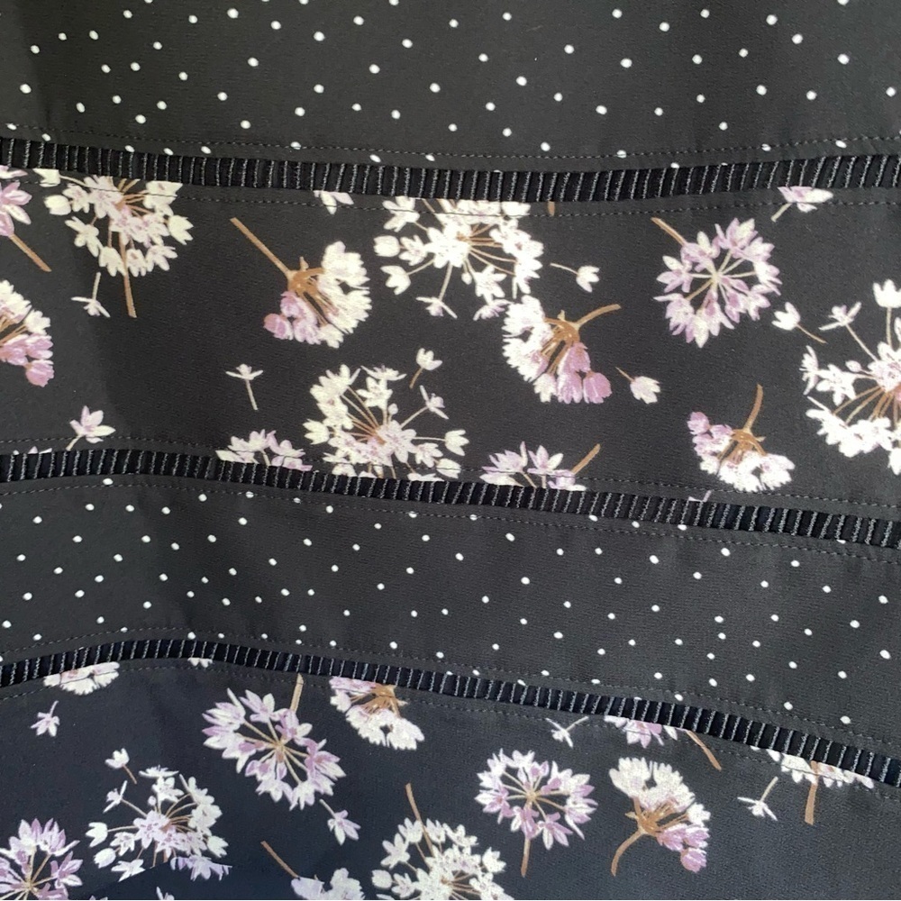 White House Black Market Floral Polka Dot Pencil Skirt Black Pink Size 6 - Picture 2 of 5
